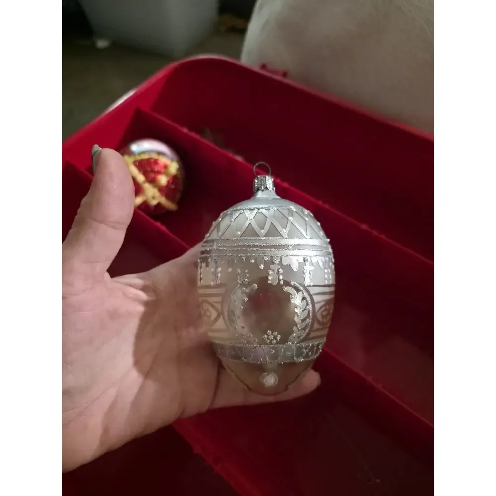 Vintage German Glass Christmas Ornament c1930s–40s Frosted Silvered Germany